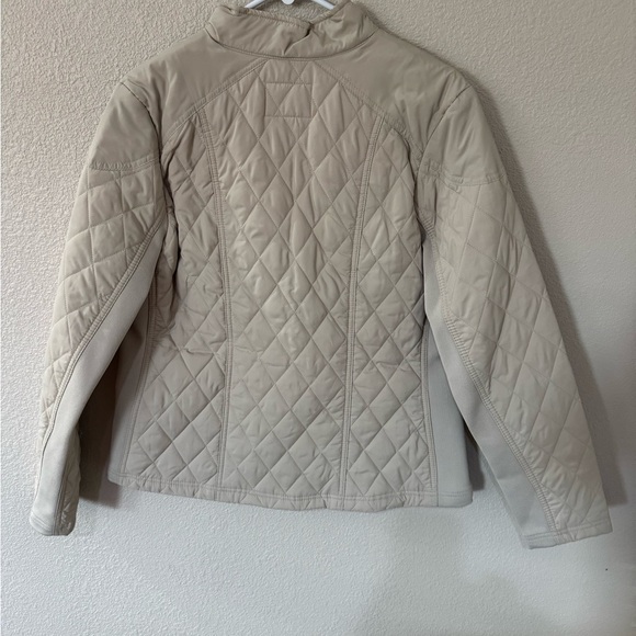 And Away Women’s Large Quilted Jacket Tan Neutral Lightweight Snap Front Coat - Picture 5 of 5